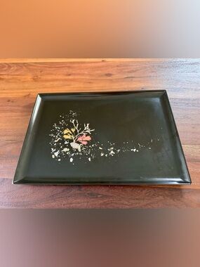 Couroc Monterey Abalone Shell Seaweed Coral Inlay VTG Serving Tray 18x12 MCM